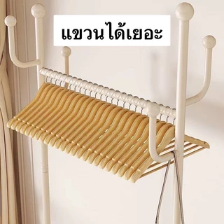 (พร้อมส่งจากไทย) ราวแขวนเสื้อผ้า พร้อมตะกร้า ทรงลูกคุณ สีสวยมินิมอล ไม้แขวน ตะกร้า คุณภาพเกรด A แข็งแรงทนทานยอดเยี่ยม