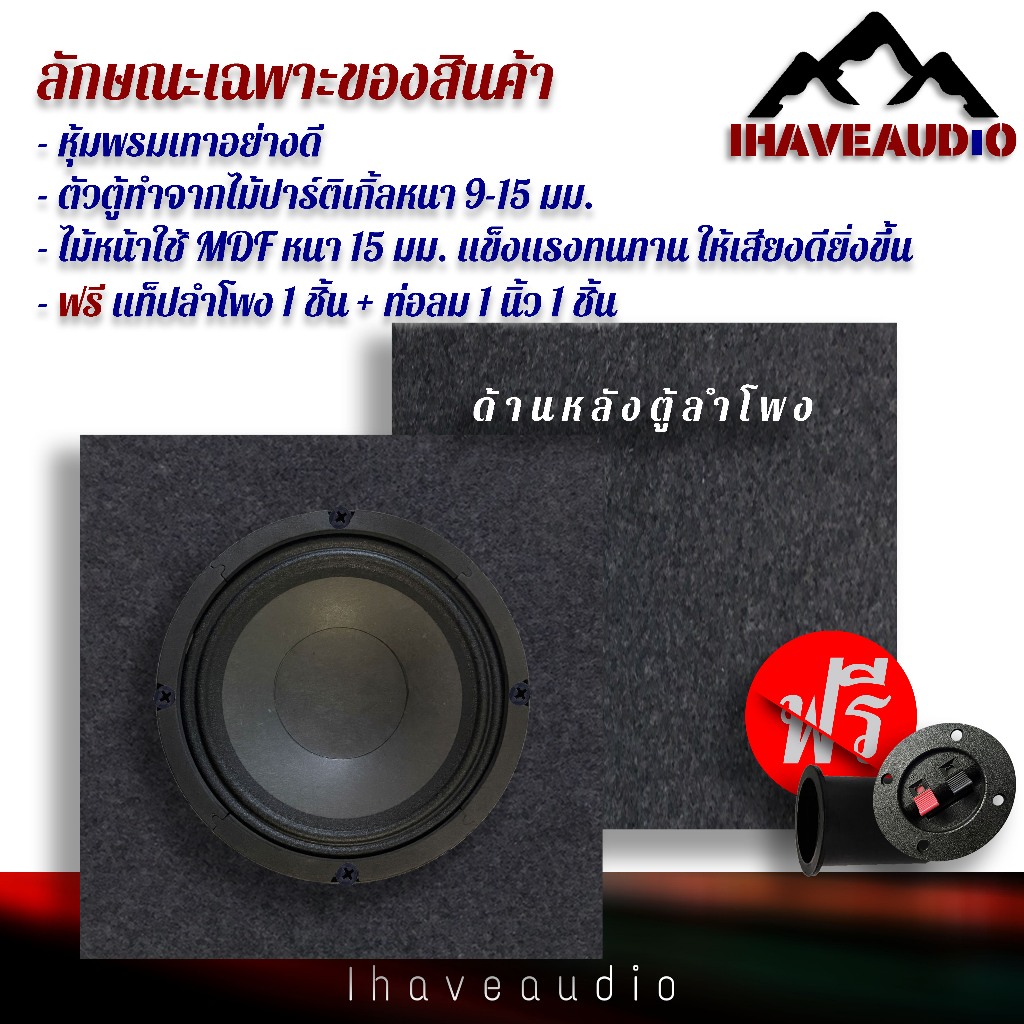 ตู้ลำโพงเปล่า Ihaveaudio ตู้จิ๋ว ใส่เสียงกลาง 6/6.5" โครงปั้ม หุ้มพรมอัดเทา(1ชิ้น)