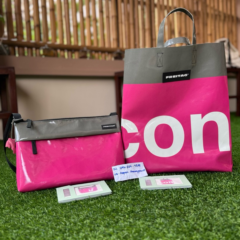 Freitag สีชมพู เซ็ทคู่ Miami Vice และ Lou พร้อม Tag