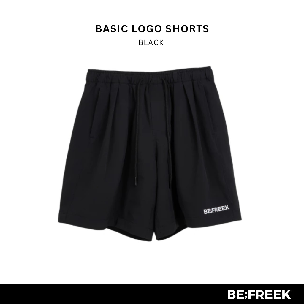 BE;FREEK ກາງເກງຂາສັ້ນ ໂລໂກ້ Basic ສີດຳ Unisex (ພ້ອມສົ່ງ) 4 Way Stretch