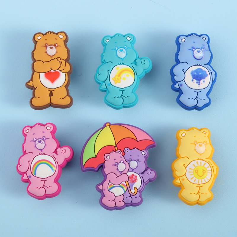 พร้อมส่งในไทย ถูกสุด มี6สี ตัวติดรองเท้า จิบบิท แคร์แบร์ care bear การ์ตูน งานซิลิโคน หนา Charm jibbitz DIY