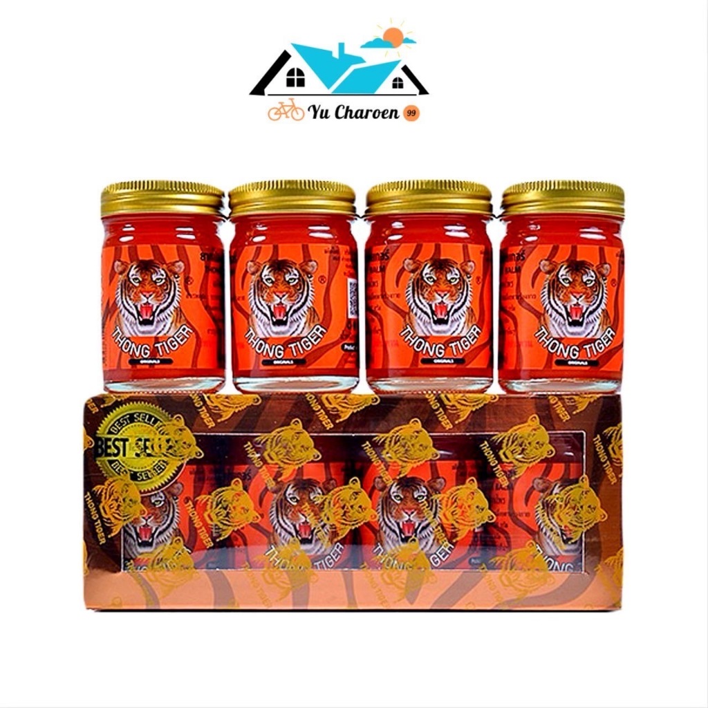 [แพ็ค4ขวด]THONG TIGER BALM ยาหม่องทองไทเกอร์ สูตรร้อน 50กรัม ปวด เมื่อย แมลงกัดต่อย