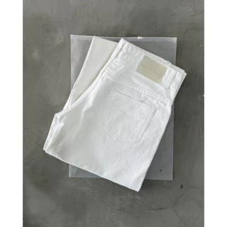 [ PAPADON'TCRY ] - Low Rise Jeans (all white) กางเกงยีนส์เอวต่ำทรงกระบอกสีขาวล้วน