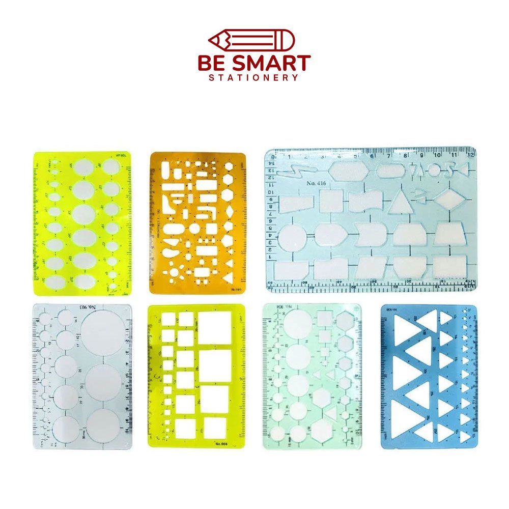 เพลทพลาสติก domon ไม้บรรทัด เรขาคณิต เขียนแบบอักษร รูปทรง Template No.909/907/416/908/904/906/903