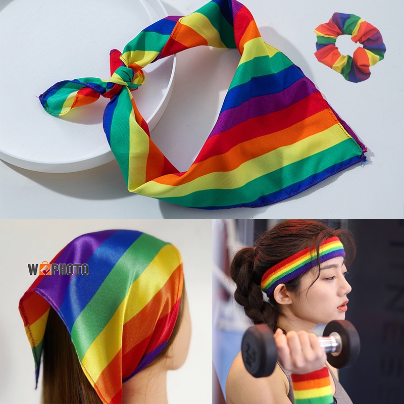 [ จัดส่ง TH] ️‍ ที่คาดผมสีรุ้ง LGBT Pride Rainbow Bandana ผ้าโผกผมสีสายรุ้ง คาดผมหรือมัดได้ ครื่องประดับผม Pride Month ราคา ถูกที่สุด ดีลบีเคเค