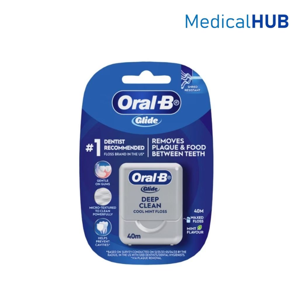 Oral B Oral-B Glide Deep Clean Floss Cool Mint Waxed ออรัลบี ไหมขัดฟัน กลิ่นมิ้นท์ ยาว 40 เมตร 15539