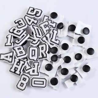 พร้อมส่ง ตัวติดรองเท้า DIY ตัวอักษรA-Z จิ๊บบิท สีขาวขอบดำ น่ารักมาก jibbitz Crocs ติดได้ตามใจชอบ