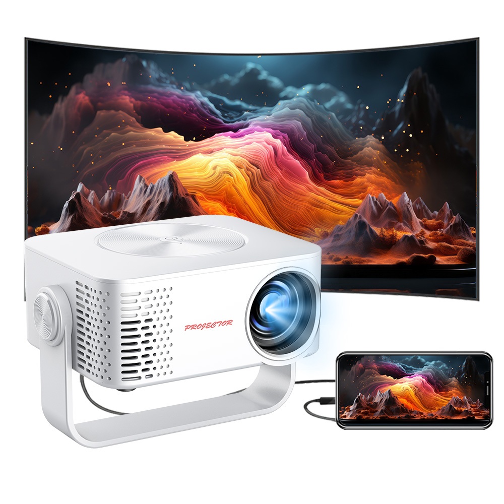 โปรเจคเตอร์ 4K HD projector YouTube 60 ANSI ลูเมน ลำโพงในตัว 1*5W โปรเจคเตอร์มินิ โปรเจคเตอร์ดูหนัง โปรเจคเตอร์มินิ