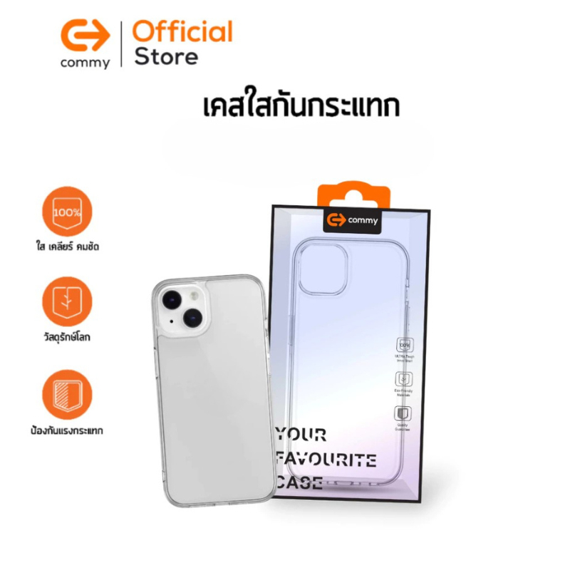 Commy เคสใส For iPhone 14 Pro Max / 14 Pro / 14 Plus / 14 / TF