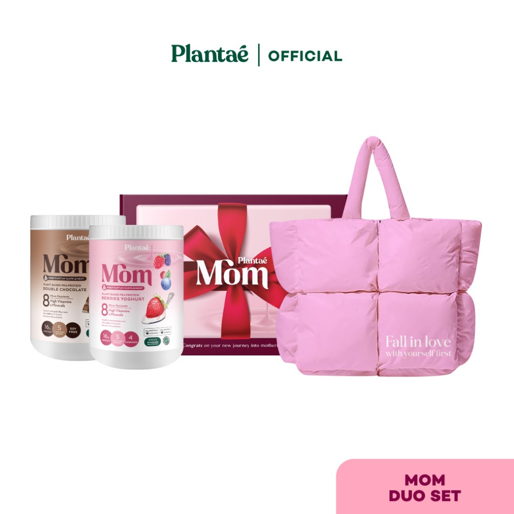 [ลดเพิ่ม 50.- PLANOCT50] Mom Duo Set - Mom Lactation Formula 2 กระปุก + Active Fluffy Bag โปรตีนพืช 