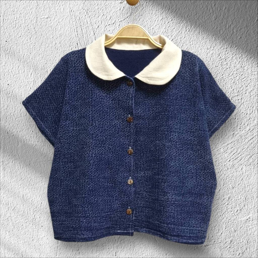 🌿เสื้อคอบัว ผ้าฝ้ายด๊อบบี้ ผ้าลินิน คอบัว กระดุมกะลาผ่าหน้า ทรงแขนเลยไหล่ สามารถใส่ทำงานได้❤ #Chaline Boutique