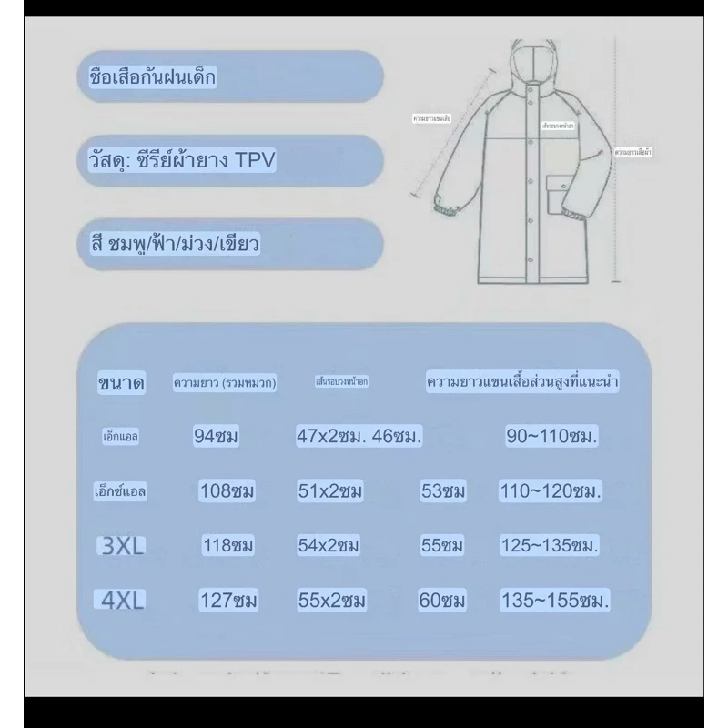 ชุดกันฝนเด็ก RR1 หมวกปีกใหญ่ ช่องกระเป๋านักเรียน thumbnail 10