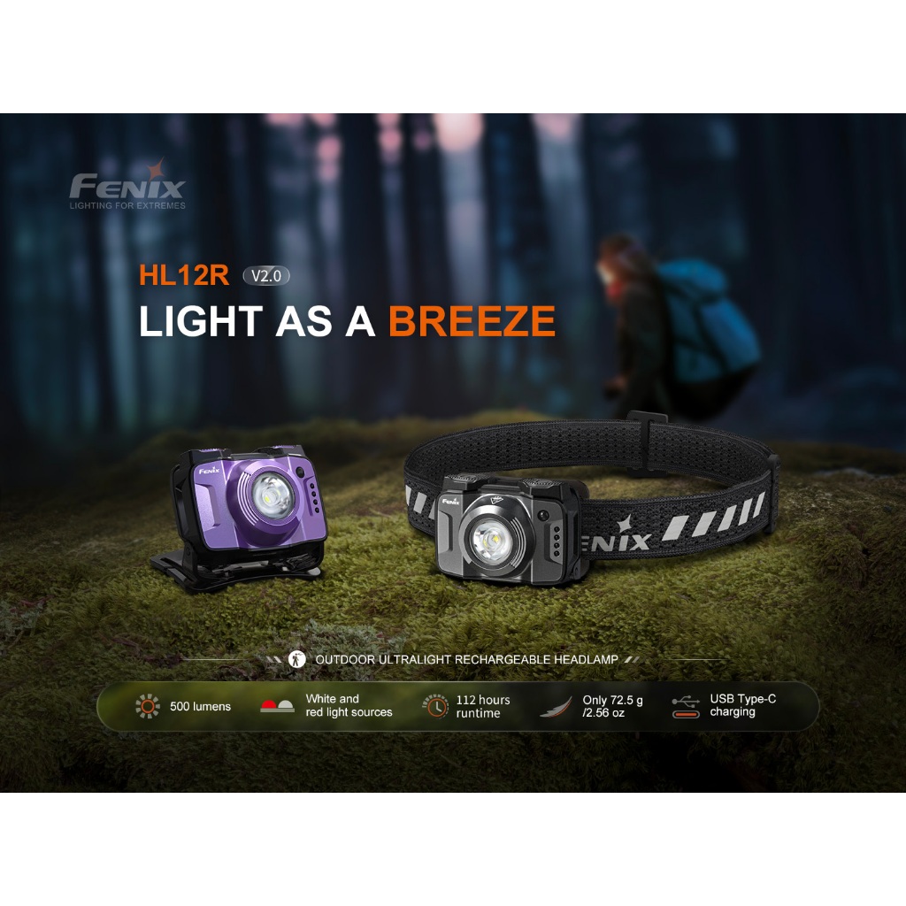 ไฟฉายคาดหัว Fenix HL12R V2.0 OUTDOOR ULTRALIGHT RECHARGEABLE HEADLAMP