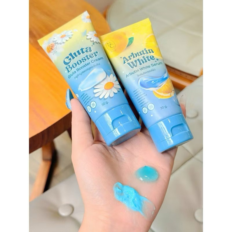 (1แถม1)โดสฟ้าเซตจิ๋ว NC Rich Gluta Booster & Arbutin White 30 g.