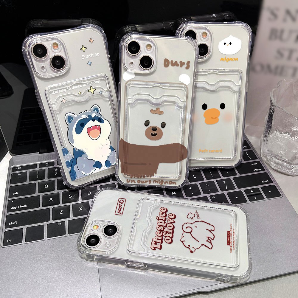 Card Holder เคส For iPhone 11 13 Pro Max 17 Air 16 15 14 12 XR X Xs 7 8 Plus SE 15promax 16promax เคสโทรศัพท์มือถือ