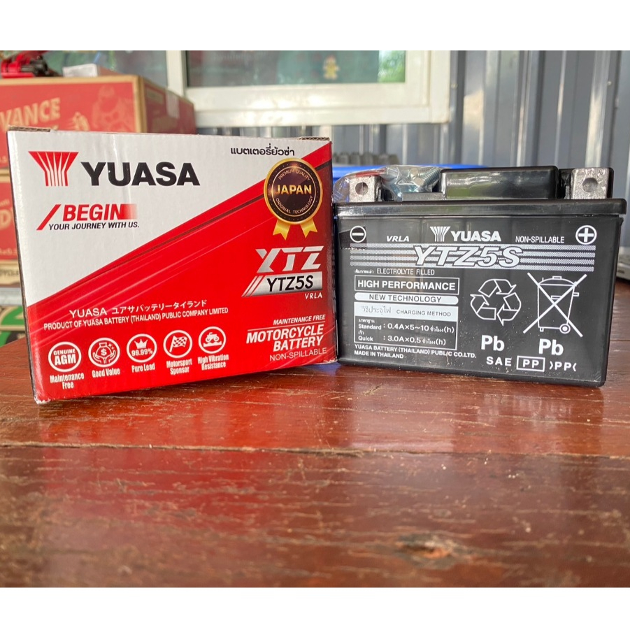 💥แบตยัวซ่า 5 แอมป์ Yuasa 12V 5Ah ใช้กับรถรุ่น เวฟ wave100 wave125 dream125 click scoopy Fino mio125 new