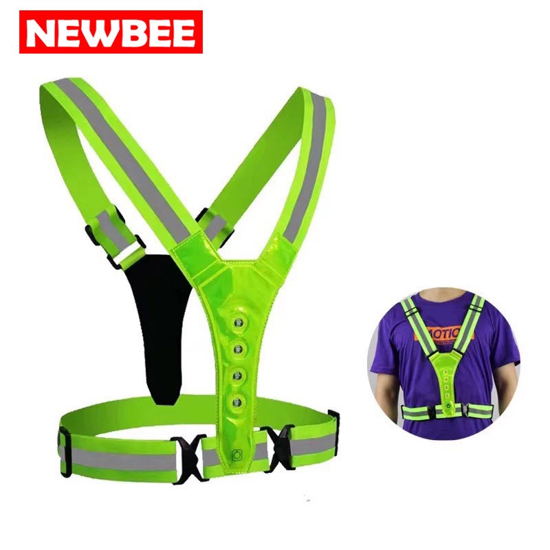 NEOBEE เสื้อกั๊กสะท้อนแสง พร้อมไฟกระพริบ ฟรีไซส์ วิ่งกลางคืน ตกปลา ก่อสร้าง ตำรวจจราจร กู้ภัย LA2026