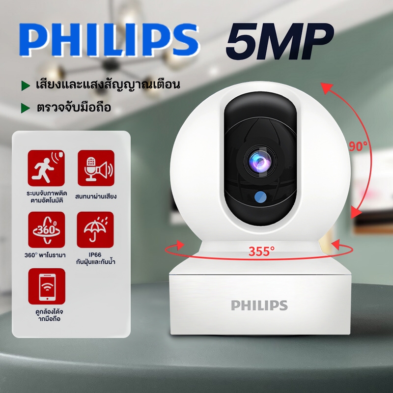 🔥philips CCTV กล้องวงจรปิด กล้องหมุนได้ 360° ดูผ่านแอปได้ การสนทนาด้วยเสียงแบบเรียลไทม์ การติดตามฮิวแมนนอยด์