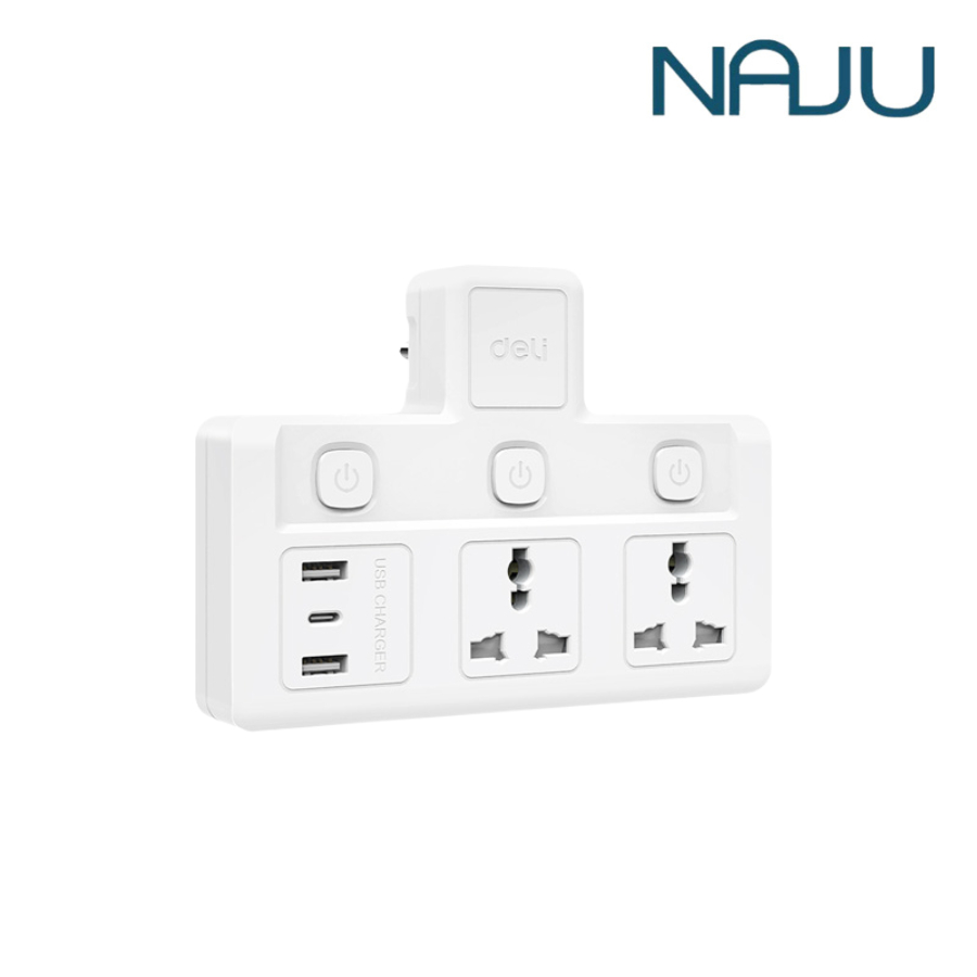 Naju ปลั๊กไฟ ปลั๊กแปลงไฟ หัวแปลงปลั๊ก Adapter ไฟบอกสถานะ ทนความร้อน 750 องศา กำลังไฟสูงสุด 2500W