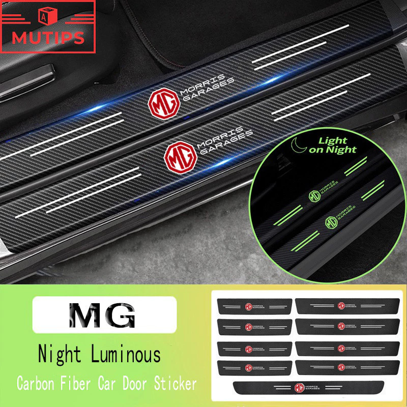 Mg 9 ชิ้น ป้องกันรอยขีดข่วน สําหรับติดประตูรถยนต์ เรืองแสง สติกเกอร์คาร์บอนไฟเบอร์ MG5 MG3 EV 4 5 6 EP 2023 HS ZS EP Ext