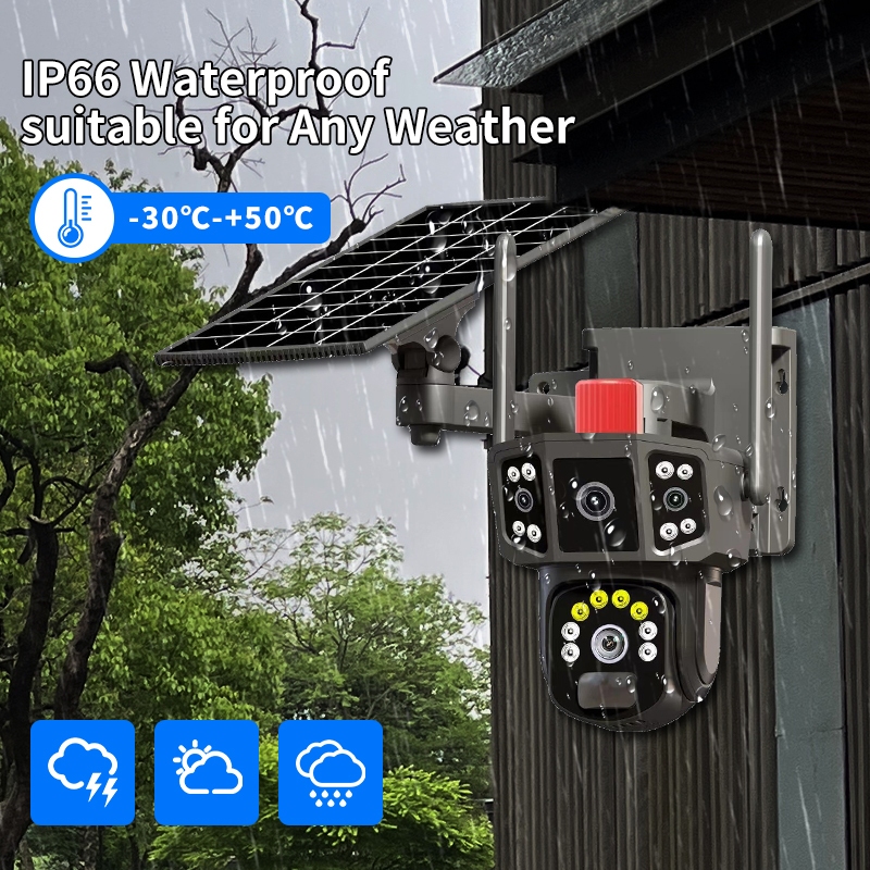 พร้อมส่ง 4G-WIFI Camera 12MP 6K 18LED Solar Cell กล้องวงจรปิดใส่ซิม-ไวไฟ โซลาร์เซลล์ 12ล้านพิกเซล กล้อง2เลนส์3จอ - ภาพย่อย 4
