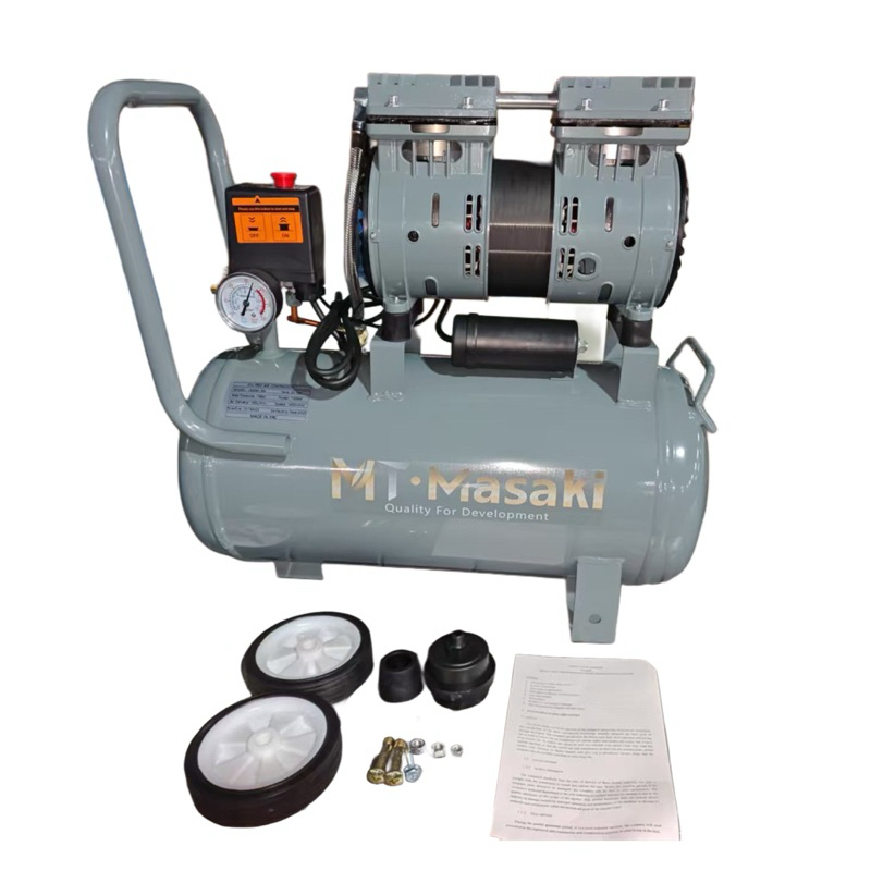 ปั๊มลม Masaki 30 ลิตร oil-free เสียงเงียบ (สีเทา)