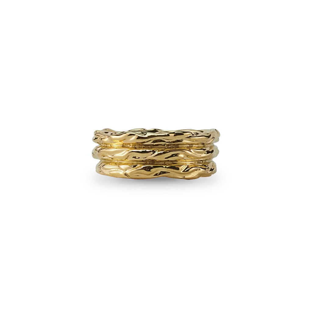 Patiara Gold Triple Arch Ring แหวนหน้ากว้างจาก Monet Collection เงินแท้ชุบทอง23K