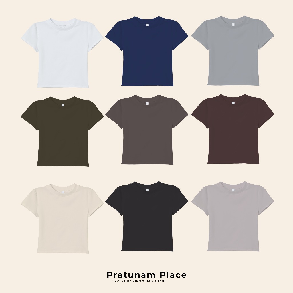 เสื้อยืด เบบี้ที สีพื้น เสื้อยืดเบบี้ทีเเขนสั้น Earth-tone Summer-tone Cotton 100% Baby Tee