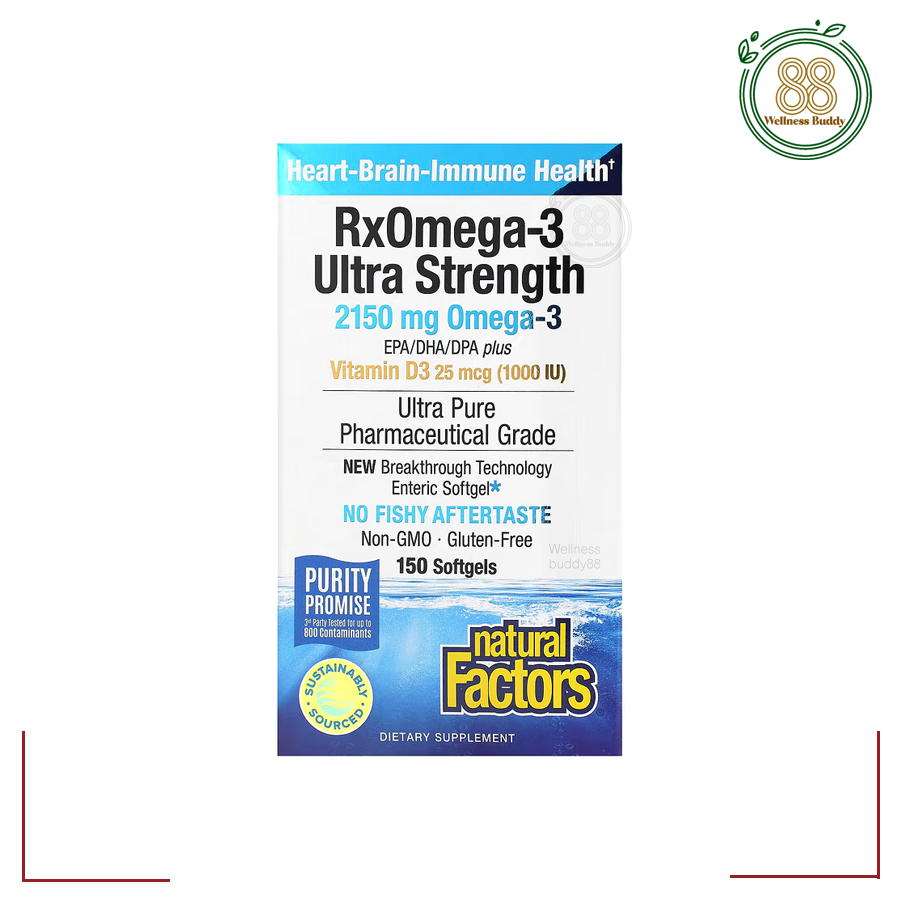 Natural Factors, RxOmega-3 Ultra Strength with Vitamin D3, 150 Softgels