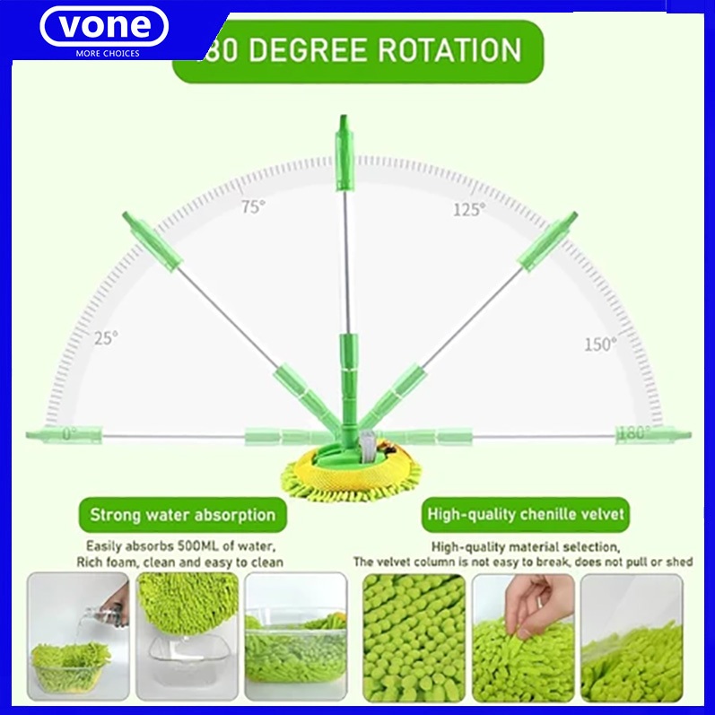 แปรงล้างรถแบบ Telescopic 3 ท่อน พร้อมขนแปรงนุ่ม เช็ดถูทำความสะอาดรถ - รูปที่ 5