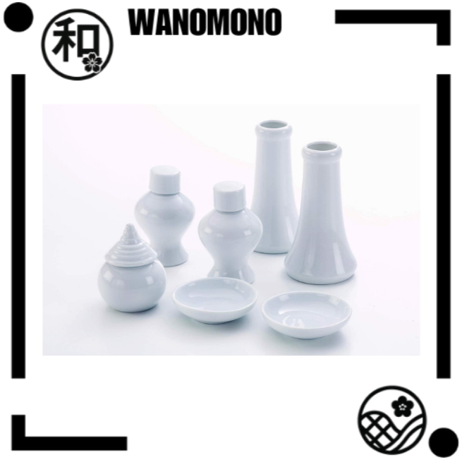 Kamidana no Sato Shingu Set, Ceramic 7-piece Set (Small), White [Japanese Quality]