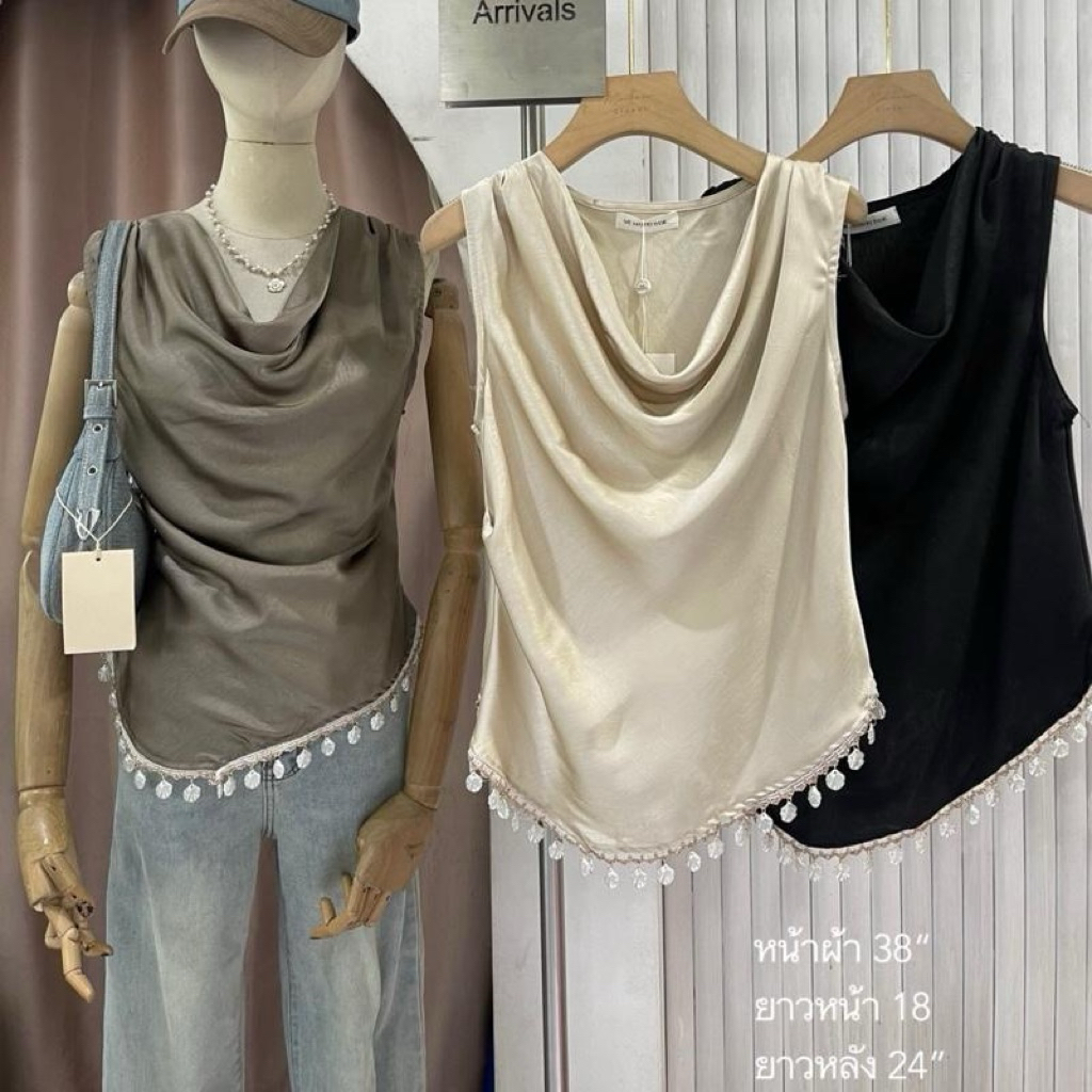 เสื้อคอถ่วงระบาย/เสื้อคล้องคอ  ผ้าซาตินนุ่มพลิ้ว MT05