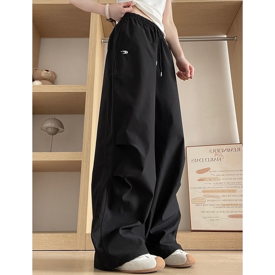 ชุดเอี๊ยมย้อนยุคสไตล์อเมริกัน กางเกงลำลองผู้หญิง หลวม ผ้าร่ม - รูปที่ 4