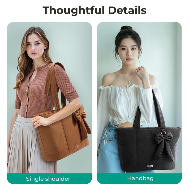 BAGSMART กระเป๋าเดินทาง Tote Bowknot ผู้หญิงกันน้ำน้ำหนักเบากระเป๋าไหล่ที่มีกระเป๋าด้านหน้า ราคา ถูกที่สุด ดีลบีเคเค แกลเลอรีภาพที่ 5