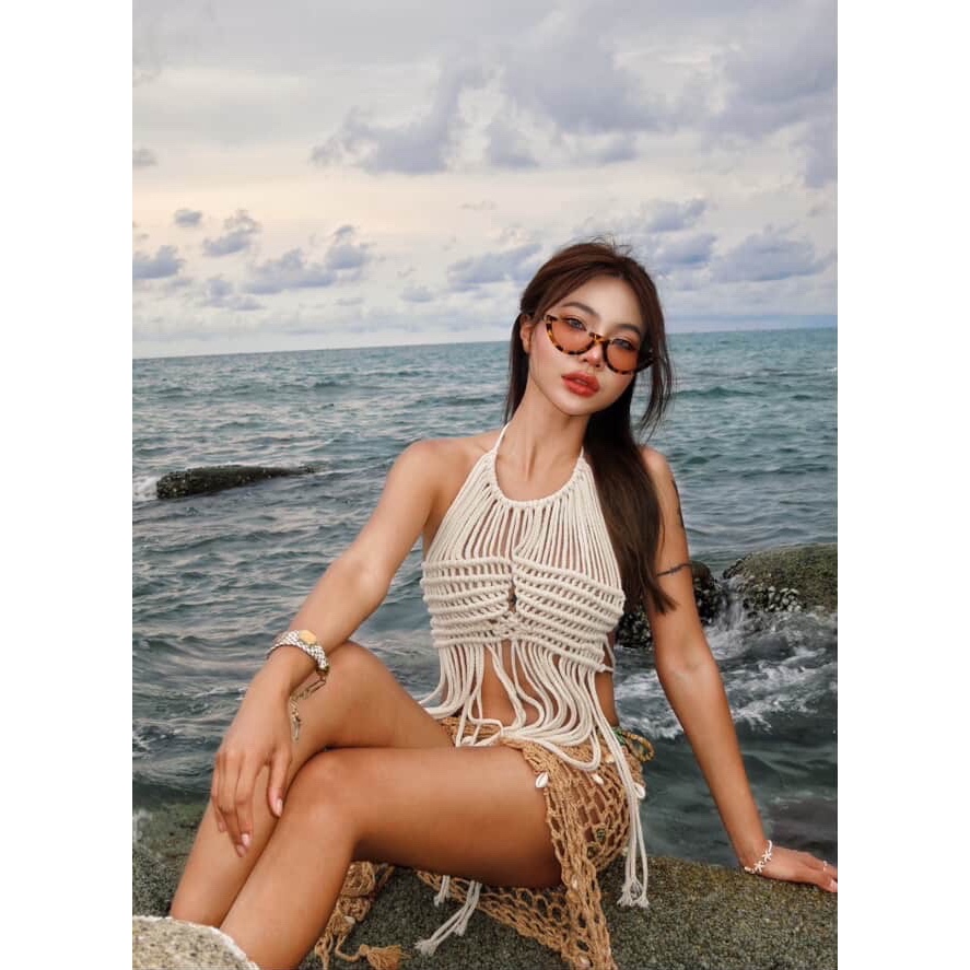 Basicsbysita : M314 : Bali Macramé Fringe Top