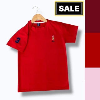 เสื้อยืดคอกลมเด็กโตสีพื้น (ปักม้า) ผ้านุ่ม ไม่หดไม่ย้วย ผ้าดีมากใส่สบาย