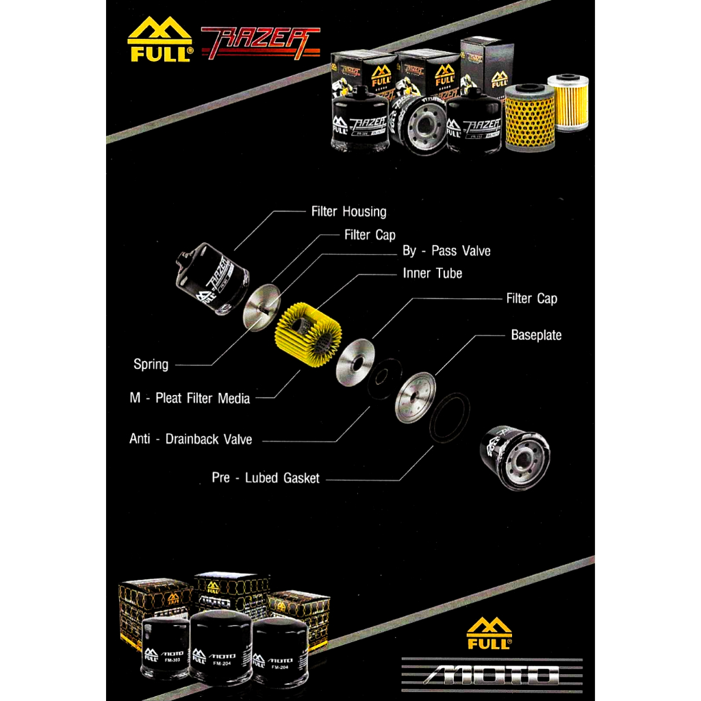 FULL RAZER กรองน้ำมันเครื่อง FM-303 สำหรับรุ่น  KAWASAKI / Ninja 300/ Ninja 650/ Versys650 / Er-6n/ Z800/ Z1000/ ZX-10R ราคา ถูกที่สุด ดีลบีเคเค แกลเลอรีภาพที่ 5
