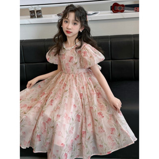 เดรสชีฟองลายดอก แขนตุ๊กตาน่ารัก