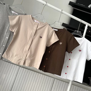 Baby Heart เสื้อยืดงานปักกระดุมหน้ามีไซต์🍒พร้อมส่ง