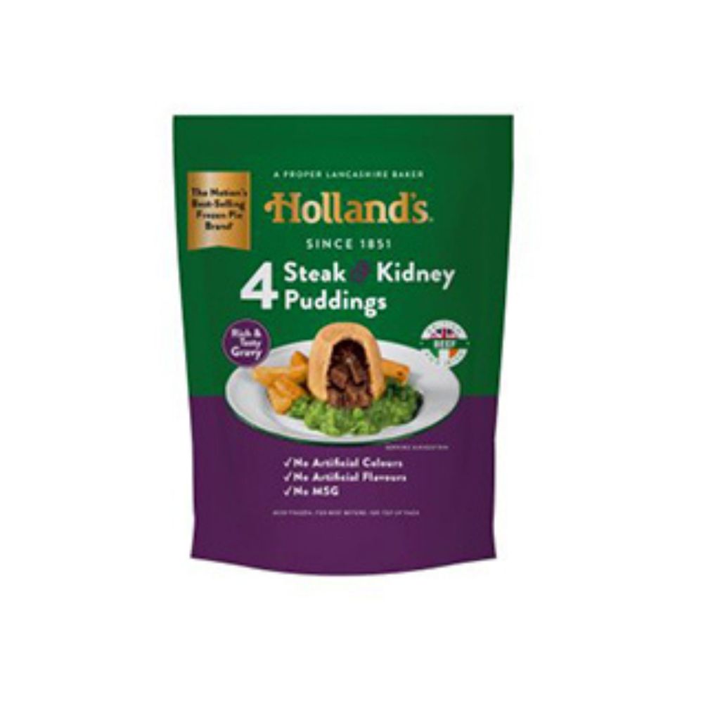 HOLLANDS Steak & Kidney Pudding * 4 PACK 564g.-ฮอลแลนด์ส์ สเต๊กแอนด์คิดนีย์พุดดิ้ง 4แพ็ค 564กรัม.