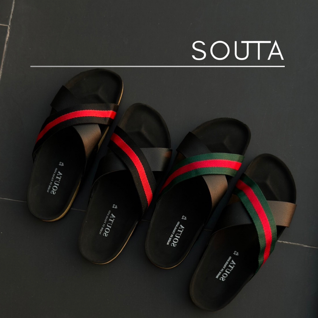 The Uchiwa - Souta รองเท้าแตะแบบสวม รุ่นดำแดง แดงเขียว >> ไซส์ 35-45 *ลด1ไซส์*