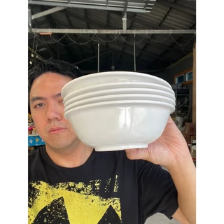 (5ใบ)ชามเมลามีน ชามปากบานมีขอบ 8 นิ้ว ชามก๋วยเตี๋ยว สีขาวล้วน white melamine ออกใบกำกับภาษีได้ ทนความร้อนได้100องศา รหัส