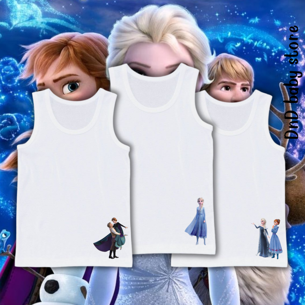 เอลซ่า เสื้อกล้ามเด็ก สีขาว ลายการ์ตูน นุ่ม ไม่ยับ ระบายอากาศได้ดี 10-50 กก.