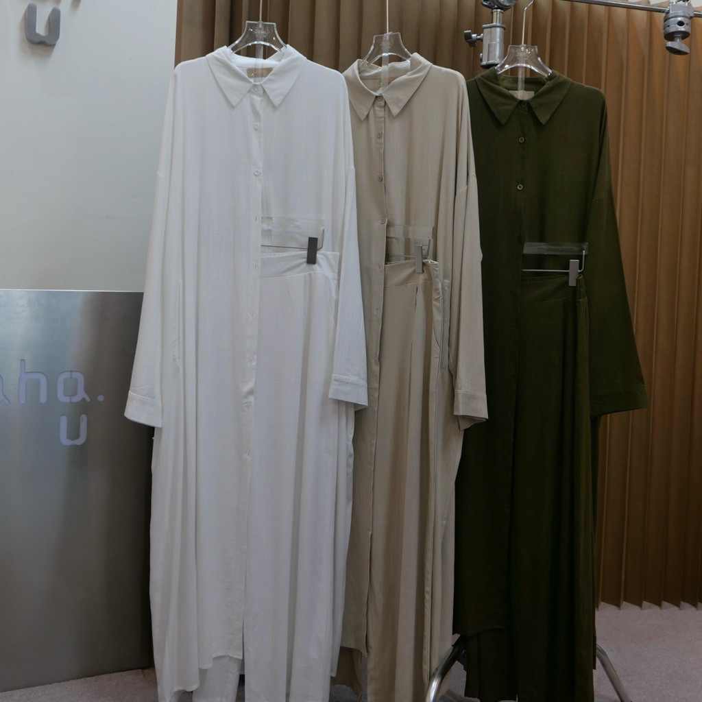 NEW •  WAROSE SET CARDIGAN ABAYA STYLE • ชุดเซ็ตกางเกงมาใหม่ เสื้อเชิ้ตคลุมยาว กระดุมหน้า เนื้อผ้าลินิน - รูปที่ 2