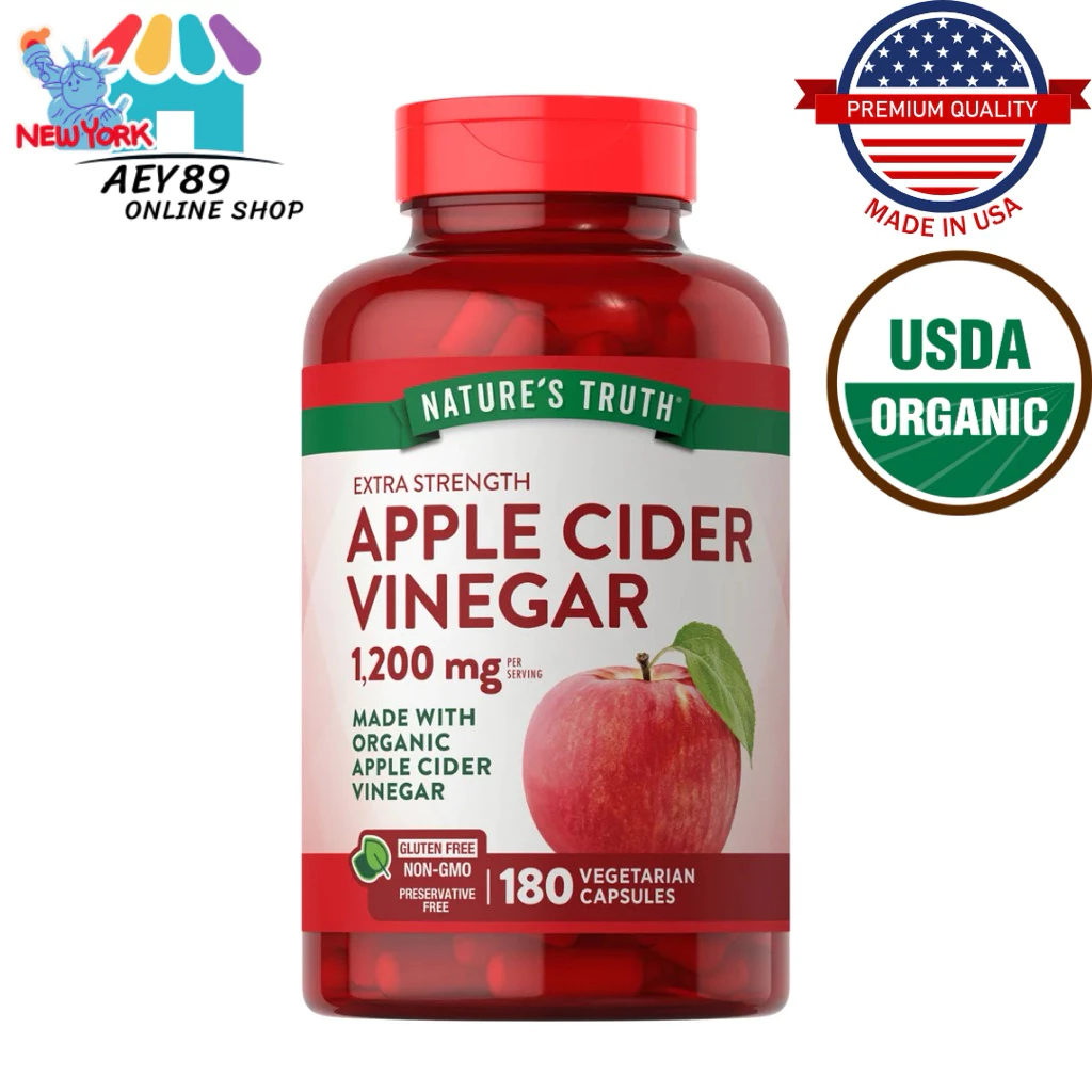 Nature's Truth Apple Cider Vinegar 1200 mg ขนาด60/180/200เม็ด จาก USA 🇺🇸