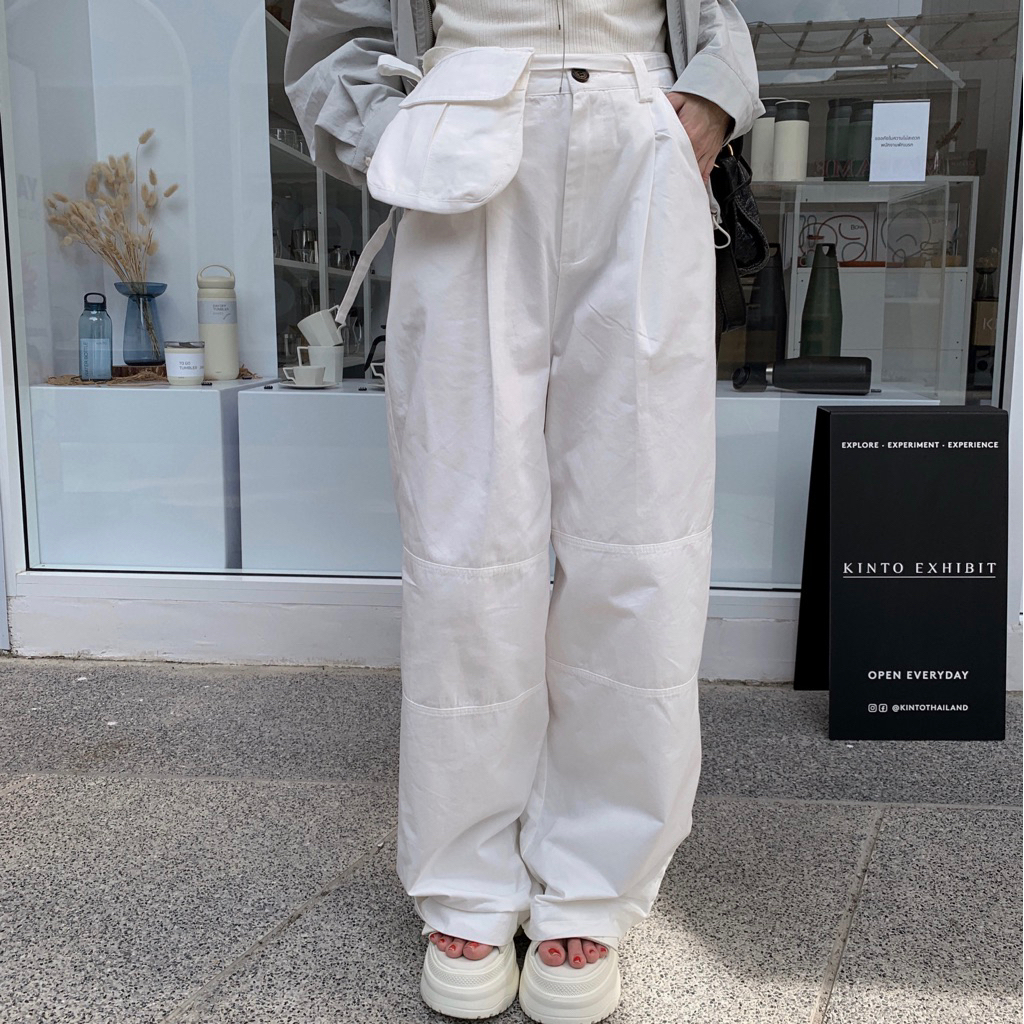 SOMEDRESS | Pocket Belt Cotton Pants กางเกงผ้าคอตตอนทรงตรง