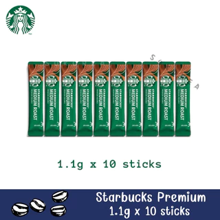 สตาร์บัคส์ กาแฟดำผงสำเร็จรูปชนิดซอง (1.1g x 10 ซอง)🇨🇭Starbucks Premium Soluble Instant Coffee 10 Sticks
