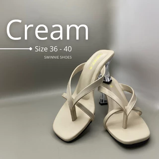 รองเท้าส้นแก้ว 3 สาย 🔥 พื้นนุ่ม ใส่สบาย ไม่ใช่งานจีน ❗ แบรนด์ SWINNIE SHOES สูง 2 นิ้ว 🌷🤍
