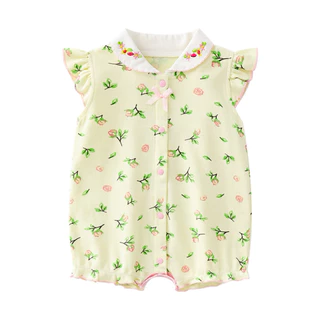 Babyculture พร้อมส่ง （ซื้อ2ตัวโปรลดคุ้มมาก)มีลายใหม่เสื้อผ้ารอมเปอร์เด็กผู้หญิงสีชมพู ผ้าคอตตอน บอดี้สูทเด็ก