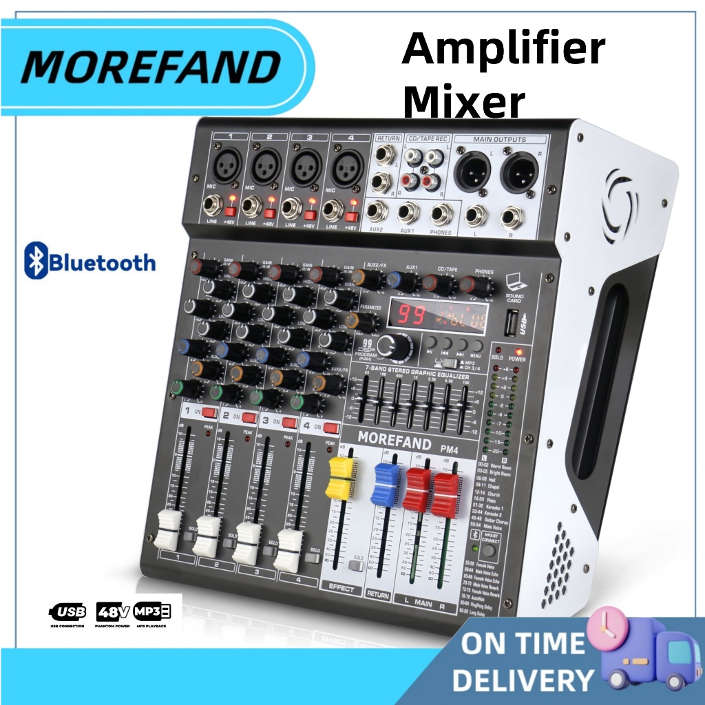 MOREFAND PM4 mixer 4 channel audio mini Rekaman langsung Bluetooth terhubung ke komputer/ponsel /MP3